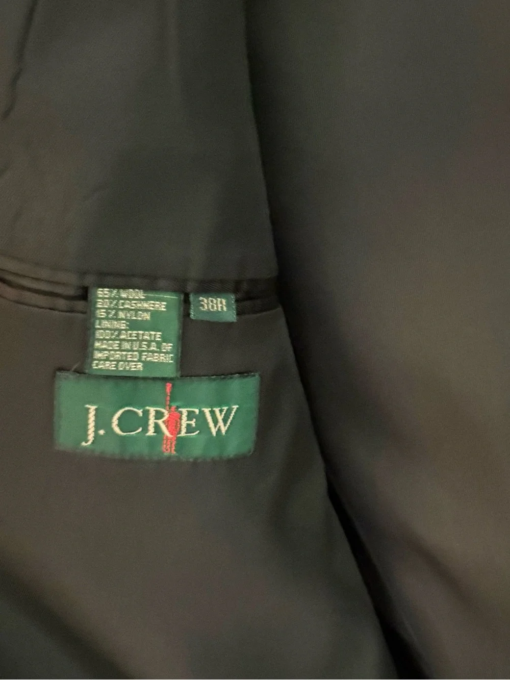J. CREW Oarsmen Vintage Cashmere Wool Blend 3 Button Sport Coat / Blazer 38 Reg